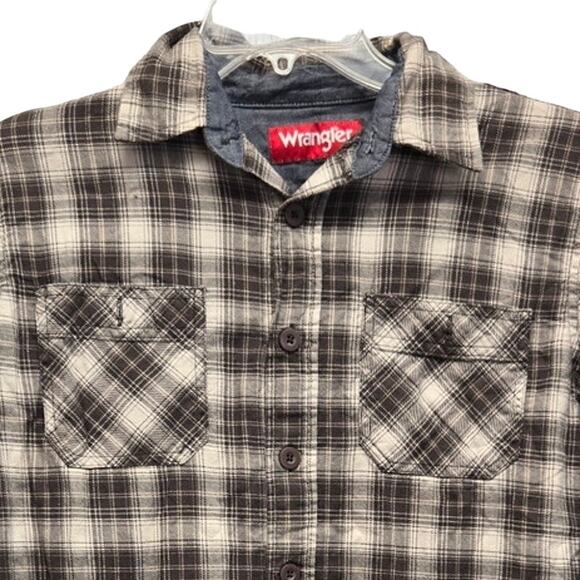 Wrangler Mens Small Cotton Plaid Long Sleeve Button Up Shirt w Front Pockets - Picture 2 of 4